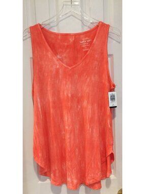 TORRID Super Soft Knits Size 1 Orange Tie Dyed V Neck Tank Top